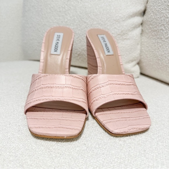 NEW Steve Madden Veles Pale Pink Croc Wedge Sandals sz 8 - Picture 6 of 10